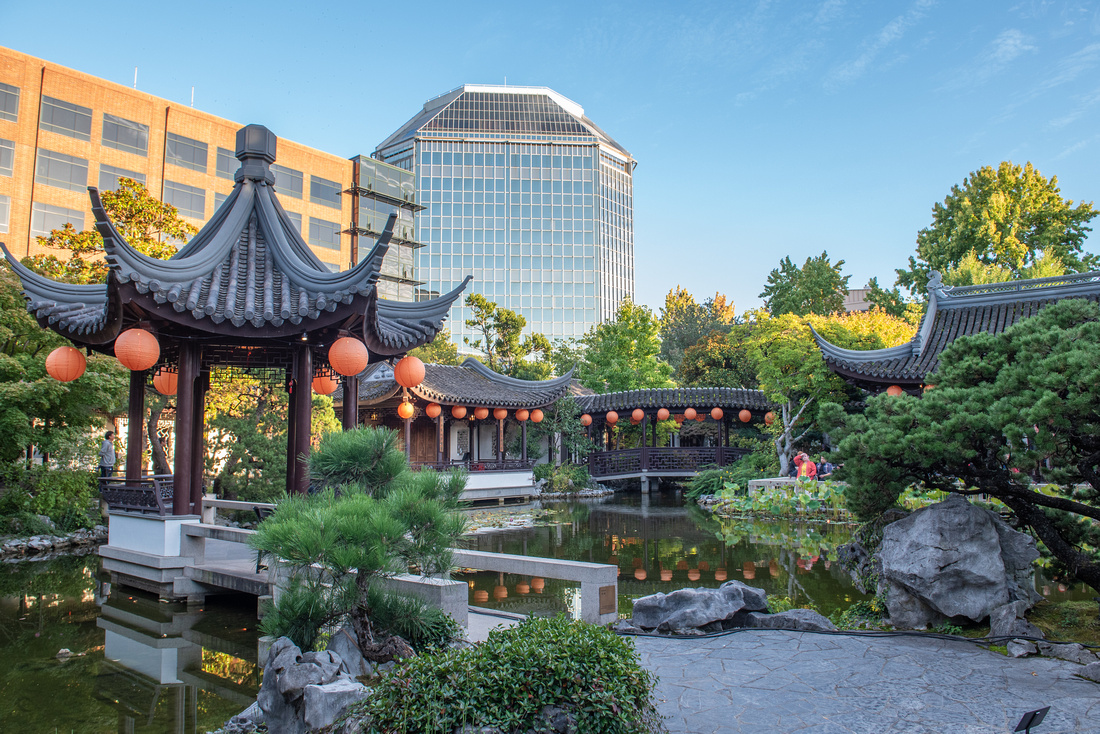 Moon Locking Pavilion with orange lanterns